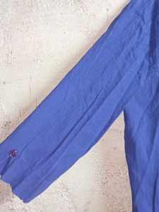 Vibrant Royal Blue Button-Up Blouse Oversized