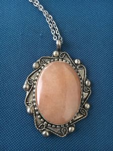 Vintage natural agate Silver Necklace
