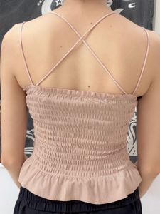 Smocked Peplum Camisole Top