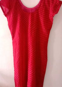 RED LEHERIYA KURTI