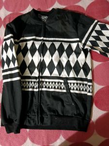 Stylish Black & White Geometric Bomber Jacket