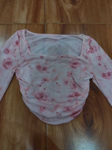 Floral Bell Sleeve Crop Top