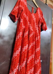 Red🔴 Anarkali Printed Kurti For 40 Bust