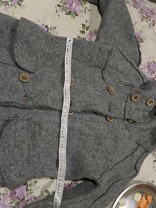 Gray Hooded Wool Blend Coat winter
