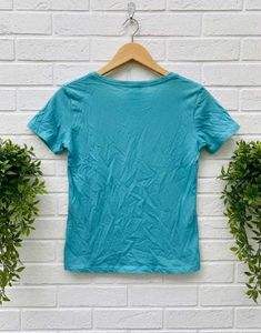 Blue T-Shirt with Bicycle Graphic