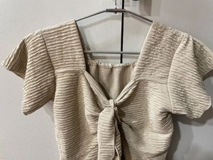 Textured Tie-Front Mini Dress