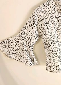 White Blouse with Black Constellation Print