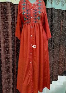 Brand New Embroidered Orange Kurta