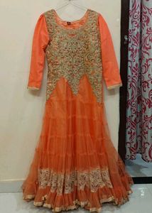 Elegant Orange Embroidered Gown