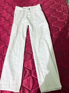 White Cargo Pants with Belt
