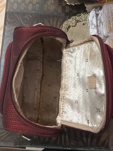 Maroon Textured store cosmetic Vanity Bag