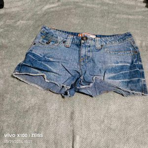 Distressed Blue Denim Shorts