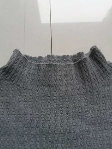 Gray Mock Neck Knit Sweater