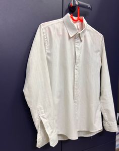 Men's Light Blue Striped Button-Up Shirt