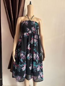 Floral Strapless Midi Dress