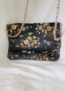 Japanese Floral Clutch  with Chain Sling