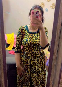 Leopard Print Ethnic Gown