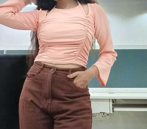 Chic Ruched Cut-Out Long Sleeve Top