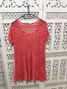 🌸 Imported Coral Crochet Knit Top G