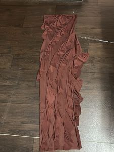 Chic Brown Ruffle Strapless Dress