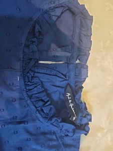 Elegant Blue Jacquard Blouse