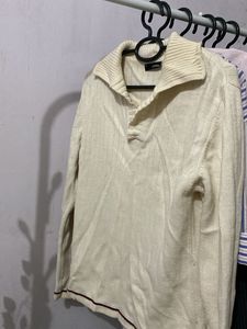 Cream Collared Knit Sweater