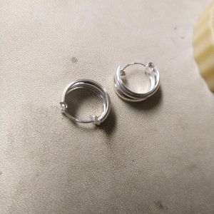 92.5 Pure Silver Hoop Earrings 1 pair