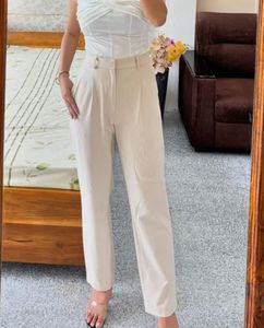 Chic Beige High-Waisted Trousers