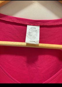 Pink Athletic V-Neck Tee