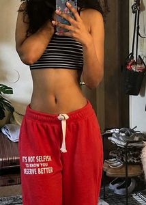 COMBO ALERT🍒 Red Sweatpants n strips top