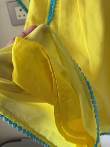 Vibrant Yellow jumpsuit with Teal Trim