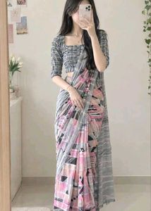 Stylish Geometric Print Saree