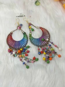 multi designer antic  lock silk handmade earrings