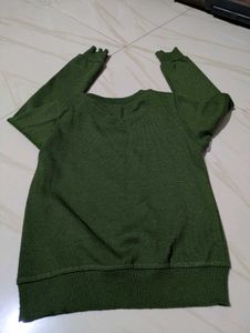 Green Tiger Print Knit Sweater