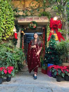 Maroon Velvet Kurta Set with Dupatta
