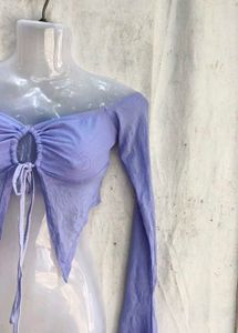 Sheer Mesh Off-Shoulder Top