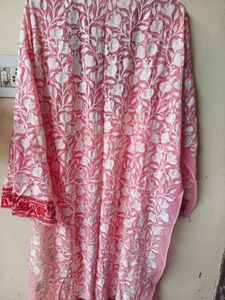 Elegant Pink Embroidered Kurta Semi stitched