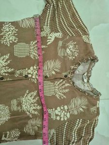 Brown Plant Print Kurta