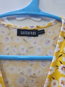 Yellow &amp; White Wrap Dress