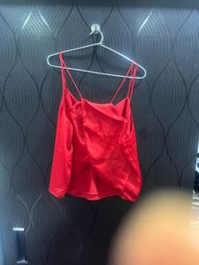 Red Cami Top with Open Back