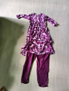 Purple Floral Print Kurti
