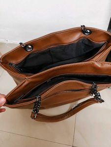 Chic Brown Faux Leather Tote Bag
