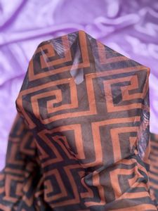 Brown Geometric Print Mesh Dress