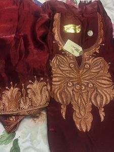 Elegant tilla embroidery dress material