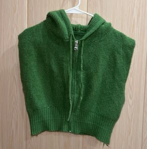 Green Knitted Hoodie Vest