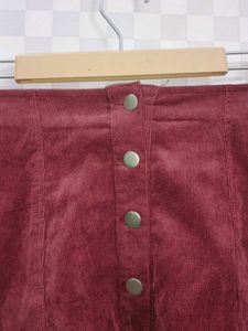 (1000)Burgundy Corduroy Mini Skirt