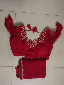 Stunning Red Embroidered Blouse with saree