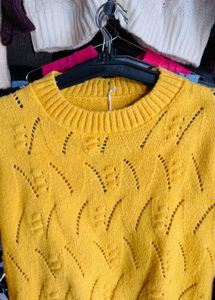 Yellow Knit Pullover Sweater
