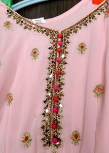 Elegant Pink Embroidered anarkali u can wear only
