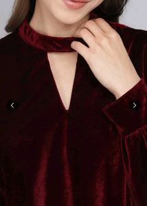 Velvet Mock Neck Cutout Top